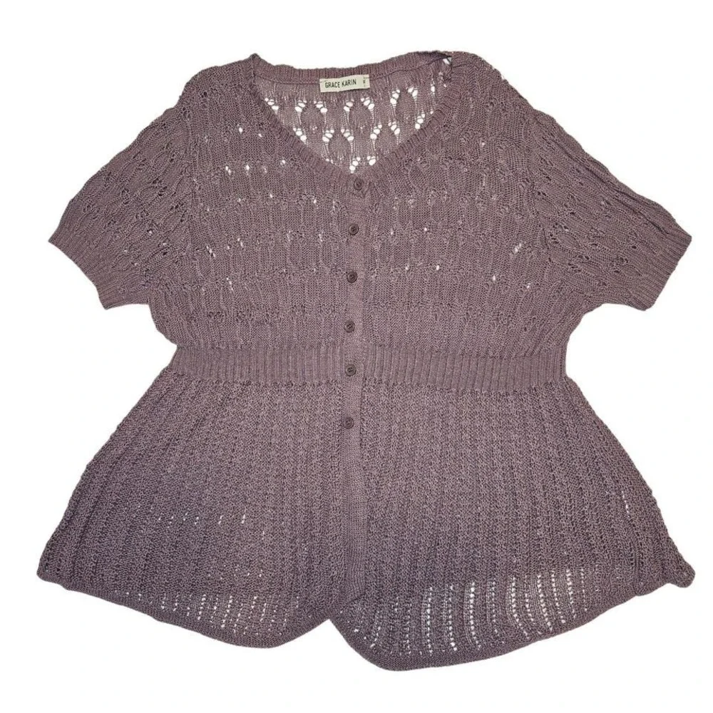 Grace Karin Womens Crochet Cardigan Size‎ XL Boho Cottagecore Romantic Soft Girl